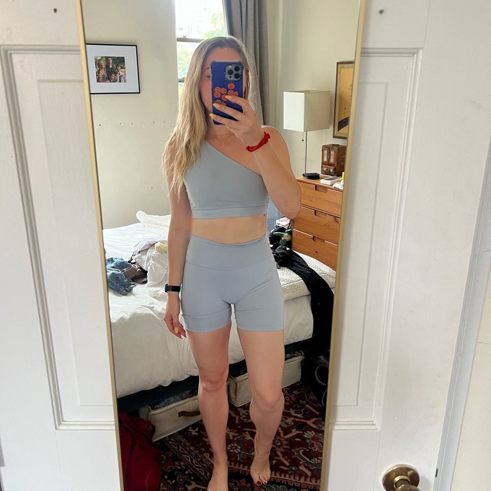 SET Active Light Blue One-Shoulder Activewear Set
